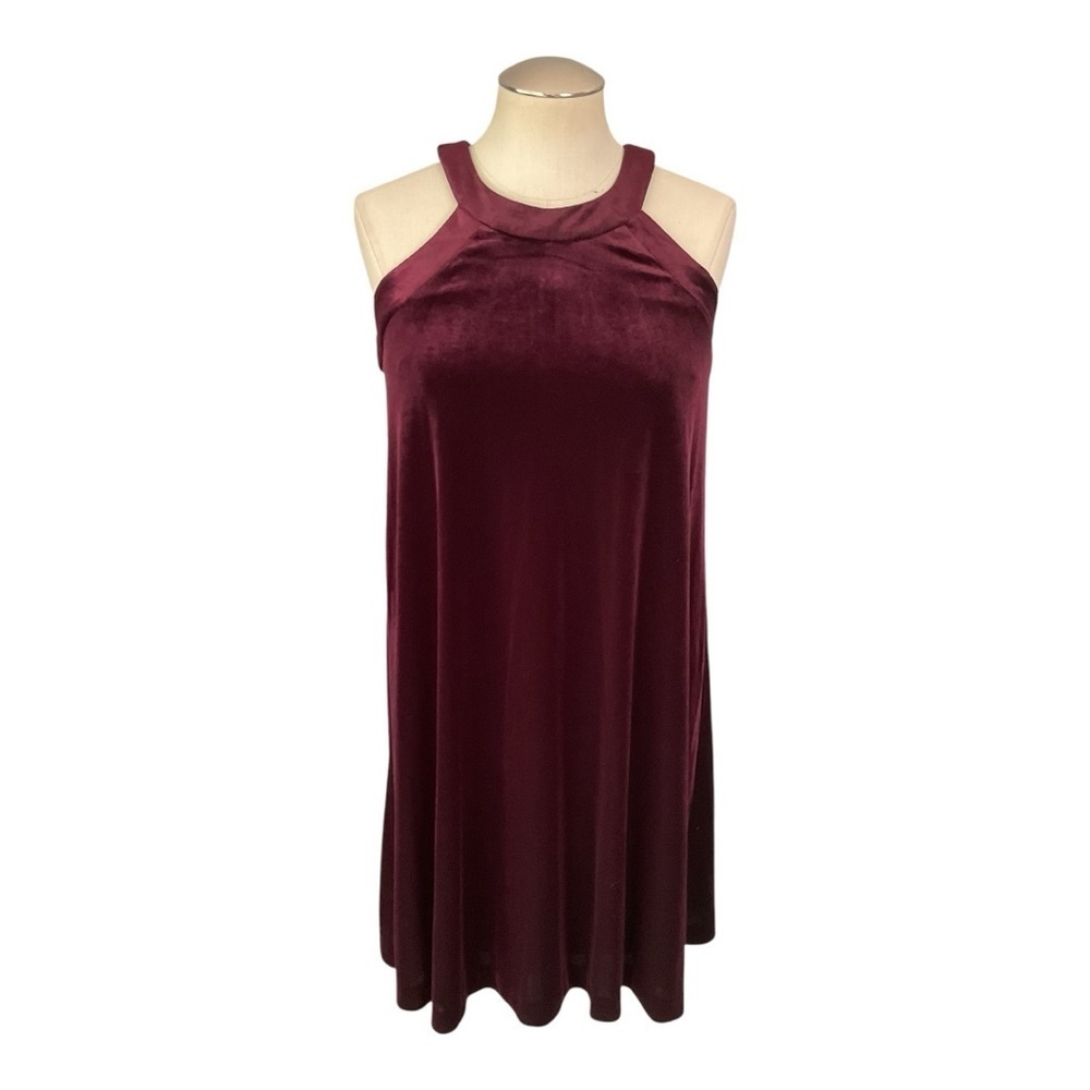 Betsey Johnson Velvet Halter Dress Women’s Size 2 Burgundy Cocktail Party - Picture 2 of 7